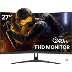 CRUA 27-Inch Curved Gaming Monitor 240Hz, 1Ms Gtg, Fhd 1080P, 99% Srgb, 1800R Va Panel, Freesync, HDMI/dp Ports, Wall-Mountable, Tilt Adjustable, Eye