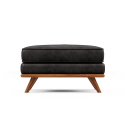 VALENCIA Artisan Leather Ottoman In Black