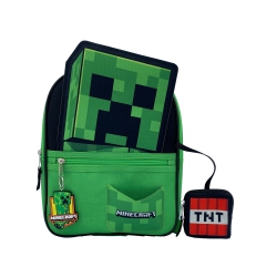 BIOWORLD Minecraft Creeper Kids 11" Mini Backpack With Zip Pouch
