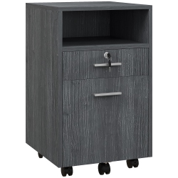VINSETTO 2 Drawer Filing Cabinet With Lock, Vertical File Cabinet With Wheels, Mobile Office Cabinet for A4, Letter Size In Grey