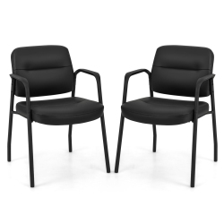 COSTWAY Waiting Room Chair No Wheels Set Of 2 With Integrated Armrests for Reception