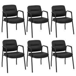 COSTWAY Waiting Room Chair No Wheels Set Of 6 With Integrated Armrests for Reception