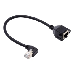 UNKNOWN Left Angled 90 Degree 8P8C Ftp Stp Utp Cat6 Male to Female LAN Ethernet Network Extension Cable With Panel Mount