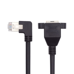 UNKNOWN Right Angled 90 Degree 8P8C Ftp Stp Utp Cat6 Male to Female LAN Ethernet Network Extension Cable With Panel Mount
