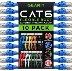 UNKNOWN 10-Pack Cat6 Patch Cable 0.5 Foot / 6 Inches Cat 6 Ethernet Cable Snagless Flexible Soft Tab - Preimum Series