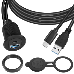 UNKNOWN USB C & USB 3.0 Threaded Fixed Embedded Car Waterproof Cable 5GBps USB3.0 & USB C Panel Mount Extension