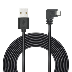 UNKNOWN 11Ft 90 Degree Micro USB Power Cable, Left Angle Micro USB Dash Cam Charging Cord, for Car Dash Cam, Phones And Other