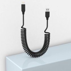 UNKNOWN Coiled Lightning Cable Apple Carplay & Mfi Certified, Retractable Iphone Charger With Data Transmission, Short Iphone