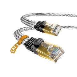 UNKNOWN Cat 7 Ethernet Cable 3M/10Ft Nylon Braided Cat7 High Speed Professional LAN Cable Gold Plated Plug Stp In White