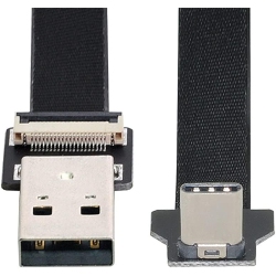 UNKNOWN 2.0M Up Down Angled USB 2.0 Type-A Male to USB-C Type-C Male Data Flat Slim Fpc Cable for Fpv & Disk & Phone