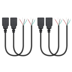 UNKNOWN 4PCs Short USB A Female 4 Pin Bare Wire 11Inch, USB 5V/2A 4 Pin Pigtail Open End Power And Data Cable, for USB Equipment