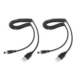 UNKNOWN 5V Dc Coiled Power Cable, USB to Dc 5.5MM X 2.1MM Plug Spring Charging Cord for USB Lights, USB Fans, Cartoon