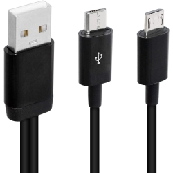 UNKNOWN 8 Inch USB 2.0 Type A Male to Dual Micro USB Male Splitter Y Data Charge Connector Adapter Cable (Black)