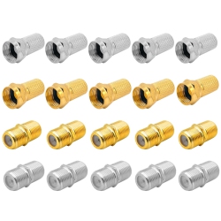 UNKNOWN 20 PCs F Type Coaxial Cable Extension/repair Connector Kit, Rg6 Plug Connector And Female Extended Connectors