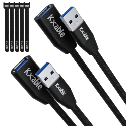 UNKNOWN USB 3.0 Extension Cable 6 Feet (2 Pack), Type A Male to Female Extender Cord, Nylon Braided, 5GBps Data Transfer