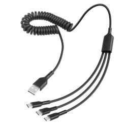 UNKNOWN Multi USB C Splitter Cable, USB C Spiral Coiled Cable, USB A to 3 USB Type C Data Sync Charging Cord, for USB C