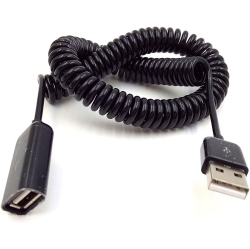 UNKNOWN Coiled Spring USB Cable - 10Ft/3M Spiral Coiled USB 2.0 Male to Female Data Sync & Charge Cable (Black)