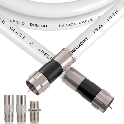 UNKNOWN 6Ft Rg6 Coax Cable With F81 Coaxial Cable Extender Tv Cable F Pin Connectors, Low Loss High Speed Tv In White