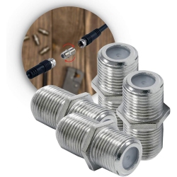UNKNOWN Coaxial Cable Extension Adapter Couplers, 4-Pack, Works On F-Type Rg59 Rg6 Coax Cables, Connects Two Coaxial Cables