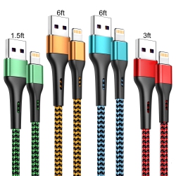 UNKNOWN Iphone Charger Cable 4Pack-1.5/3/6/6Ft, Iphone Charger Cord Mfi Certified Lightning Cable, Fast Iphone Charging