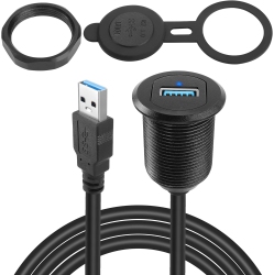 UNKNOWN 5GBps USB 3.0 Threaded Fixed Embedded Car Waterproof Cable USB3.0 Female to Male Panel Mount Extension Cable