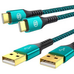 UNKNOWN USB C Cable, USB C Charging Cord (2 Pack, 6.6Ft) Fast Phone Charger USB A to USB-C Cord Nylon Braided Cord