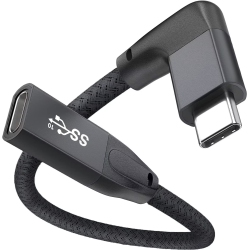 UNKNOWN Right Angle USB C Extension Cable 0.6Ft, USB-C 3.1 Male to Female 4K Video Cord, Gen 2 10GBps, 90 Degree Type C