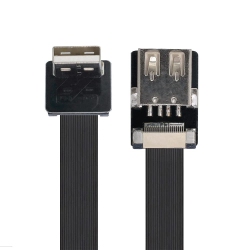 UNKNOWN 2M Down Angled USB 2.0 Type-A Male to Female Extension Data Flat Slim Fpc Cable for Fpv & Disk & Scanner &