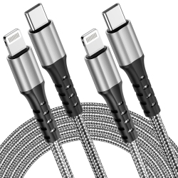 UNKNOWN USB C to Lightning Cable 6Ft 2 Pack, Power Delivery USB C Iphone Charger, Mfi Certified Braided Lightning to USB C