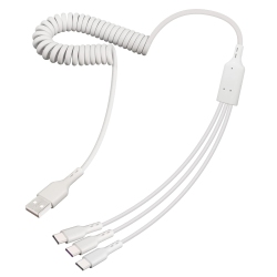 UNKNOWN Multi USB C Splitter Cable, USB C Spiral Coiled Cable, USB A to 3 USB Type C Data Sync Charging Cord, for USB C