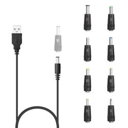 UNKNOWN USB to Dc Cable, 5V Dc 5.5 X 2.1MM Jack Plug Power Cable Universal Charger Plug With 8 Dc Adapter Connectors