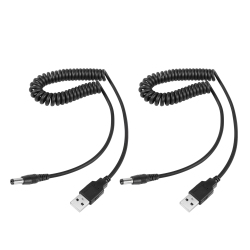 UNKNOWN 5V Dc Coiled Power Cable, USB to Dc 5.5MM X 2.5MM Plug Spring Charging Cord for USB Lights, USB Fans, Cartoon