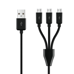 UNKNOWN Short Micro USB Splitter Cable, 3 In 1 USB 2.0 A Male to Three Micro USB Male Charging Cord Multi Micro USB