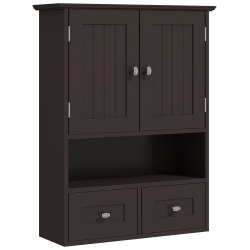 KLEANKIN Bathroom Wall Cabinet, Medicine Cabinet, Over Toilet Storage Cabinet With Shelf And Drawers for Hallway, Living Room In Brown