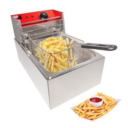 ALDKITCHEN Ar-Hef81 Deep Fryer | 1-Basket Electric Fryer for Commercial Use | Stainless Steel | 6 L Capacity | 110V