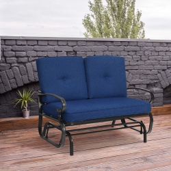 COSTWAY 2-Person Outdoor Swing Glider Chair Bench Loveseat Cushioned Sofa