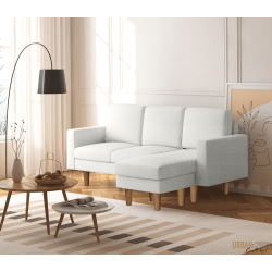 URBAN CALI Hillsborough 76" Wide Boucle Sectional Sofa With Reversible Chaise (White)