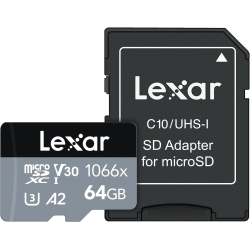 LEXAR Professional 1066X 64GB Microsdxc Uhs-I Card W/sd Adapter Series, Up to 160Mb/s Read, for Action Cameras, Drones, High-End Smartphones And