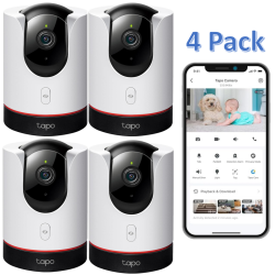 TP-LINK 4 Pack - Tapo 2K Qhd Pan/tilt Indoor Security Wifi Camera, 360° Panoramic View, Human & Pet Ai Detection, Night Vision W/starlight Sensor
