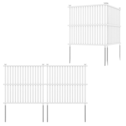 COSTWAY 4 Air Conditioner Fence Panels With Metal Ground Stakes No Dig Trash Can Enclosure