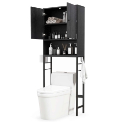 COSTWAY Over The Toilet Storage Cabinet Free Standing Toilet Rack With Adjustable Shelf