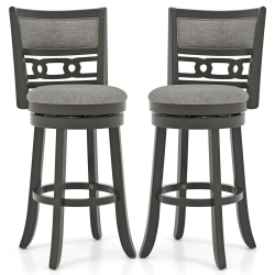 COSTWAY 30.5" Upholstered Bar Stool Set Of 2 With Wooden Frame Swivel Seat Footrest for Pub