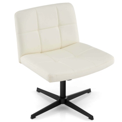 COSTWAY Criss Cross Chair Cross-Legged Office Chair With Oversized U-Shaped Seat No Wheels