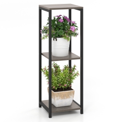 GYMAX 3 Tier Tall Metal Plant Stand Corner Plant Holder W/ Metal Frame