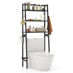 GYMAX 3-Tier Over The Toilet Storage Shelf W/ Adjustable Adjustable Bottom Bar