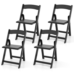 GYMAX Set Of 4 Dining Chairs W/ Rubber Wood Legs & Padded Seat for Home Office Events