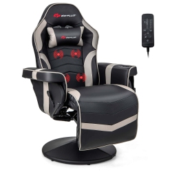 COSTWAY Goplus Massage Gaming Recliner Height Adjustable Racing Swivel Chair With Cup Holder