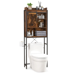 COSTWAY Over-The-Toilet Storage Cabinet Bathroom Organizer W/ Sliding Barn Door