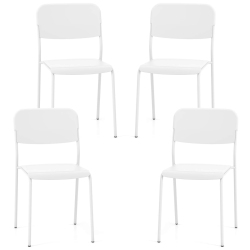 COSTWAY Modern Dining Chairs Set Of 4 With Tilted Backrest & Sturdy Metal Legs Plastic