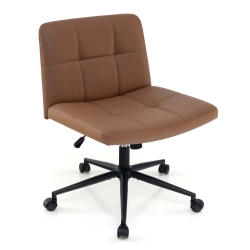 COSTWAY Criss Cross Chair With Wheels Oversized U-Shaped Seat Wheels for Home Office